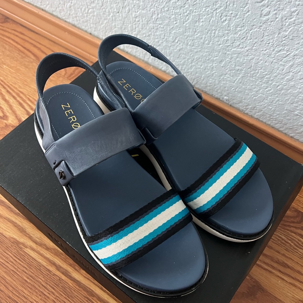 Cole Haan Black and Blue Sporty Sandals